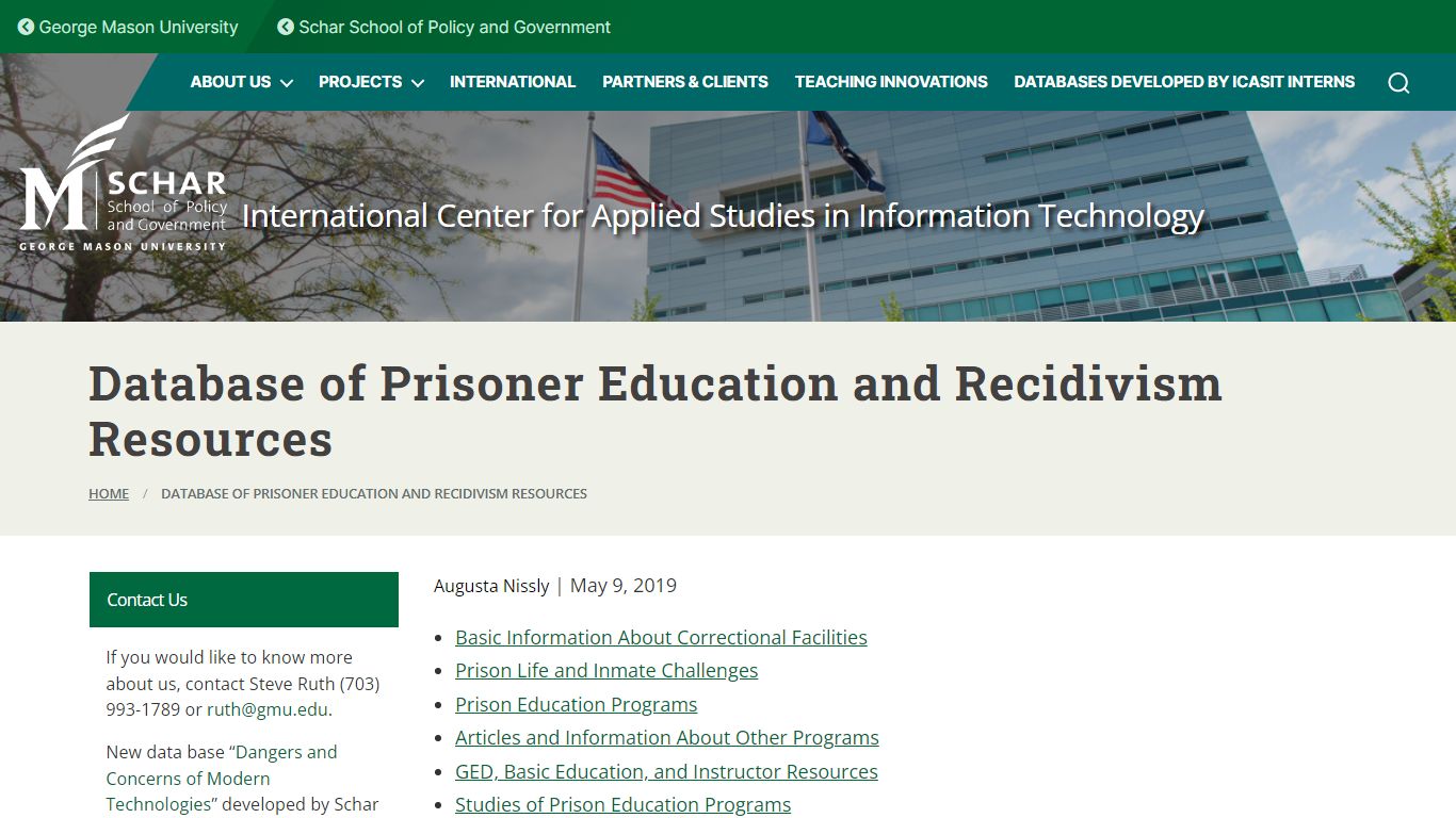 Database of Prisoner Education and Recidivism Resources